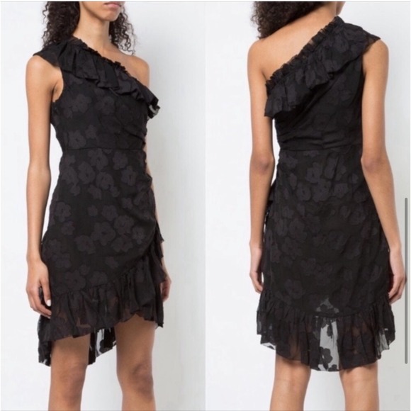 NWT Ulla Johnson‎ Rimona One Shoulder Ruffle Silk Dress Black Sz 4 $550 - Picture 4 of 7